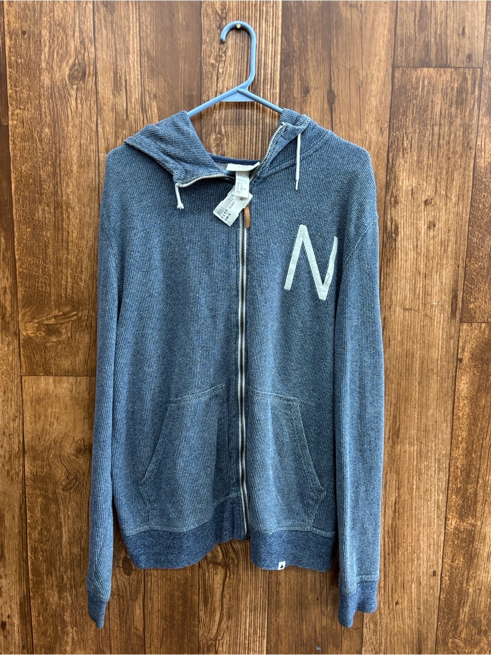 H&M Blue Zip-Up Hooded Sweater with 'N' Logo
